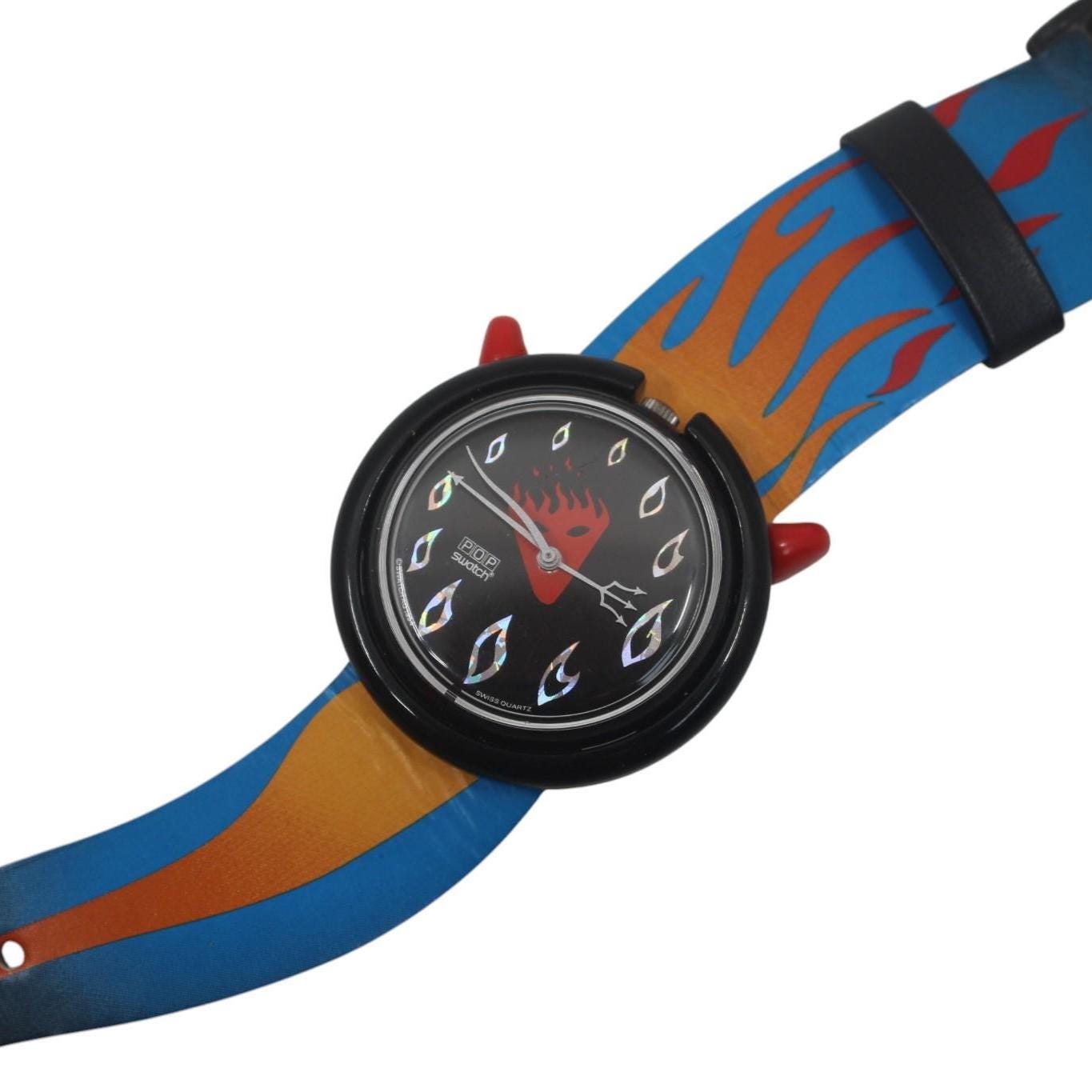 Vintage 1995 PMB103 Pop Swatch, 'Hot Stuff', Working, Nice Used Condition