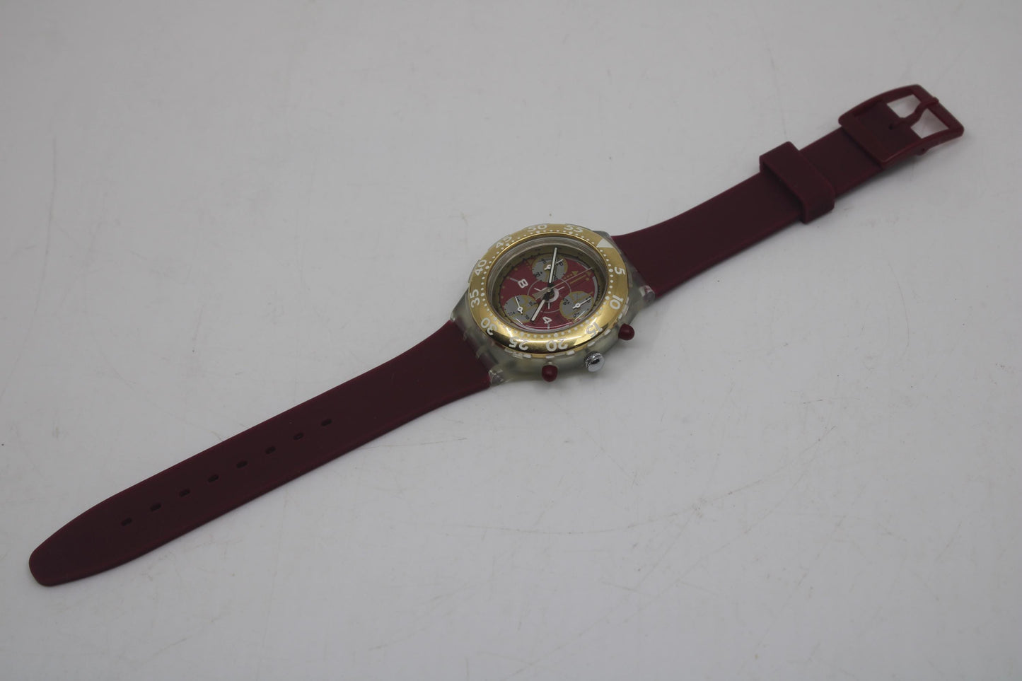 1996 Swatch Scuba Aqua Chrono 'Red Sun' SEK105, Good, Used Condition, working fine, NON-original strap