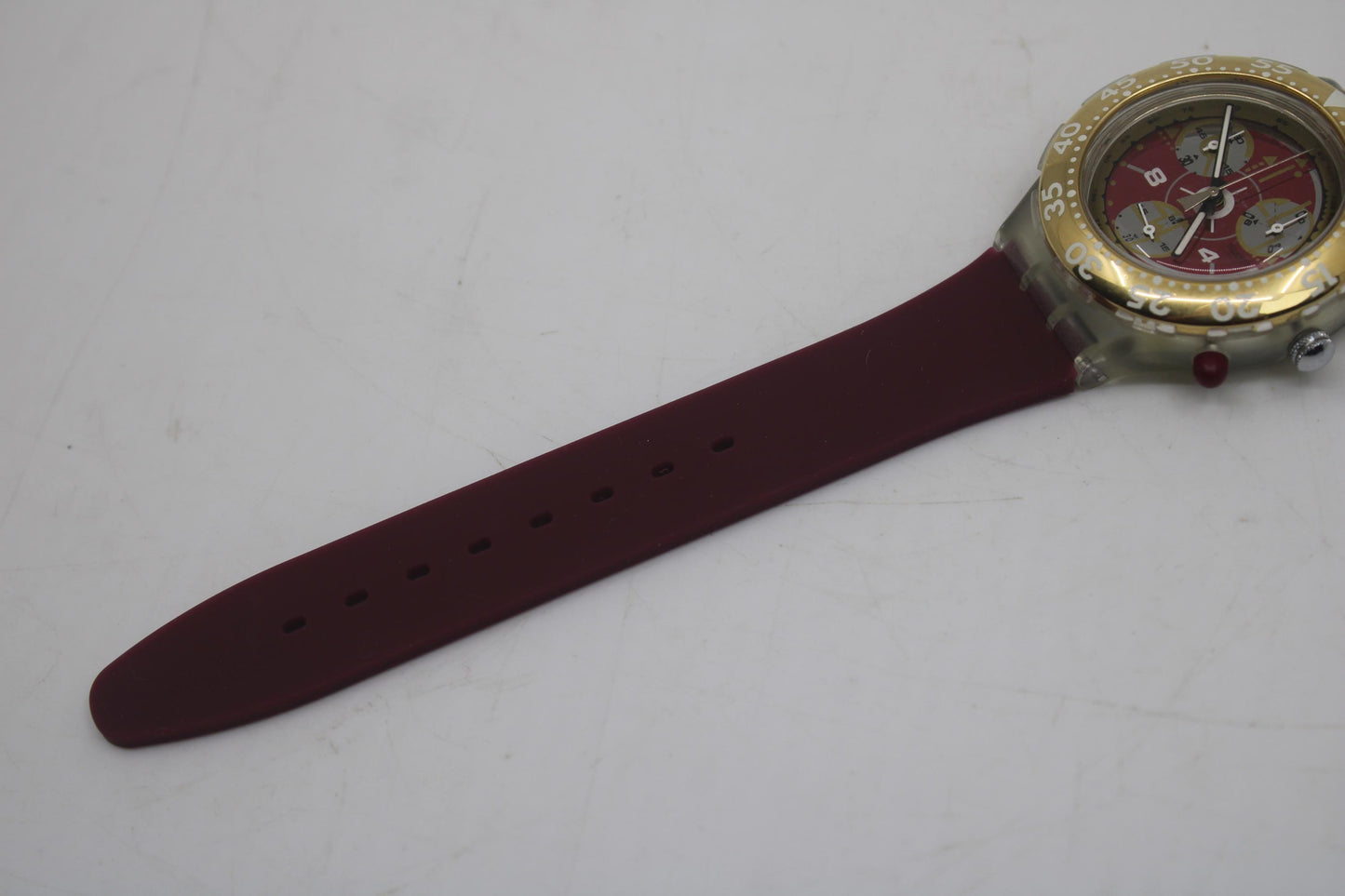 1996 Swatch Scuba Aqua Chrono 'Red Sun' SEK105, Good, Used Condition, working fine, NON-original strap