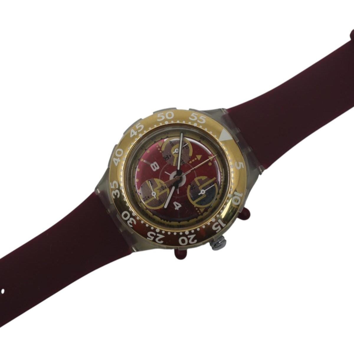 1996 Swatch Scuba Aqua Chrono 'Red Sun' SEK105, Good, Used Condition, working fine, NON-original strap