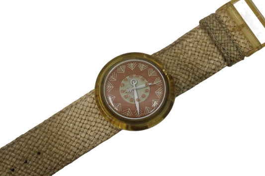 Vintage PWZ108 Pop Swatch, 'Leaf', NO box, Working, with original strap