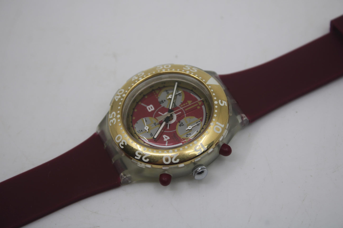 1996 Swatch Scuba Aqua Chrono 'Red Sun' SEK105, Good, Used Condition, working fine, NON-original strap