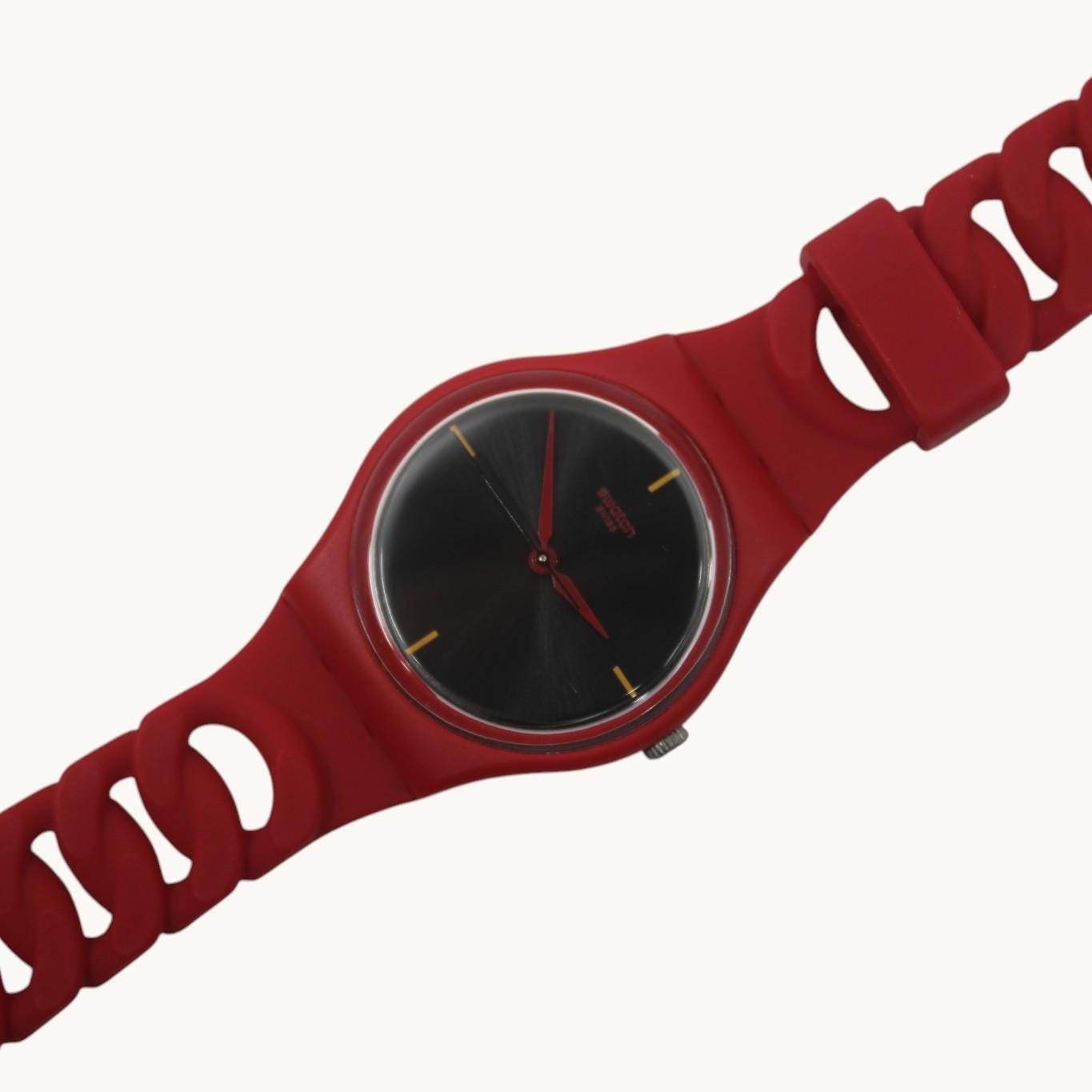 Swatch 34mm Gents, 'Cranberry Link', GR164, New Old Stock, Unworn, working, original strap