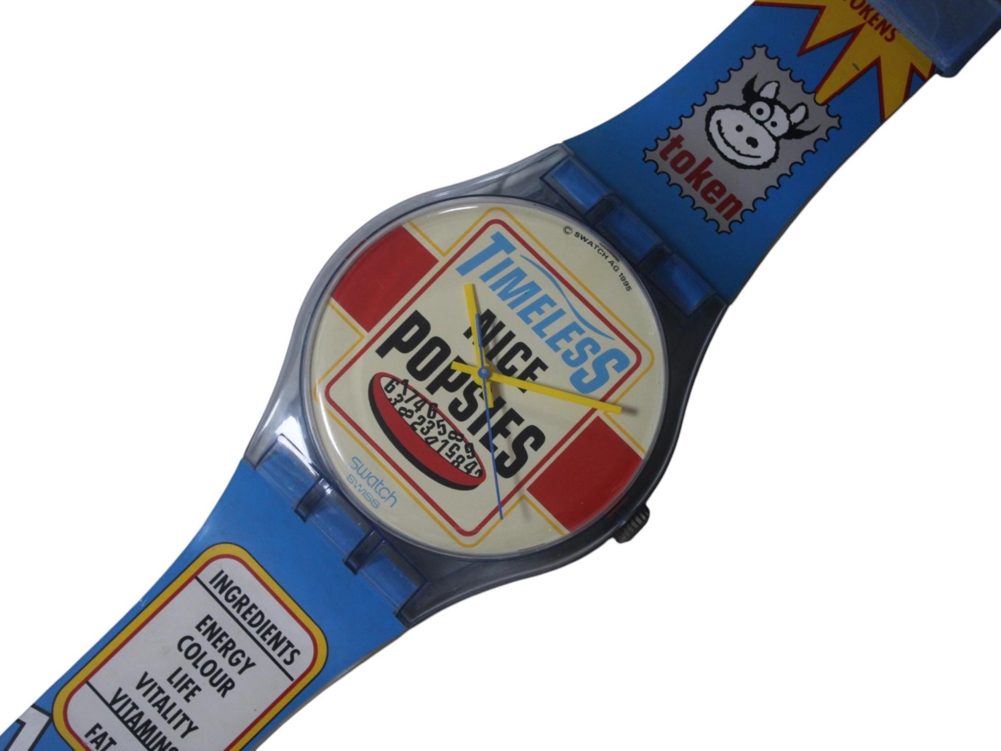 Maxi Swatch Wall Clock,'Good Morning', MGN156 unique, working 100%, complete, including strap!