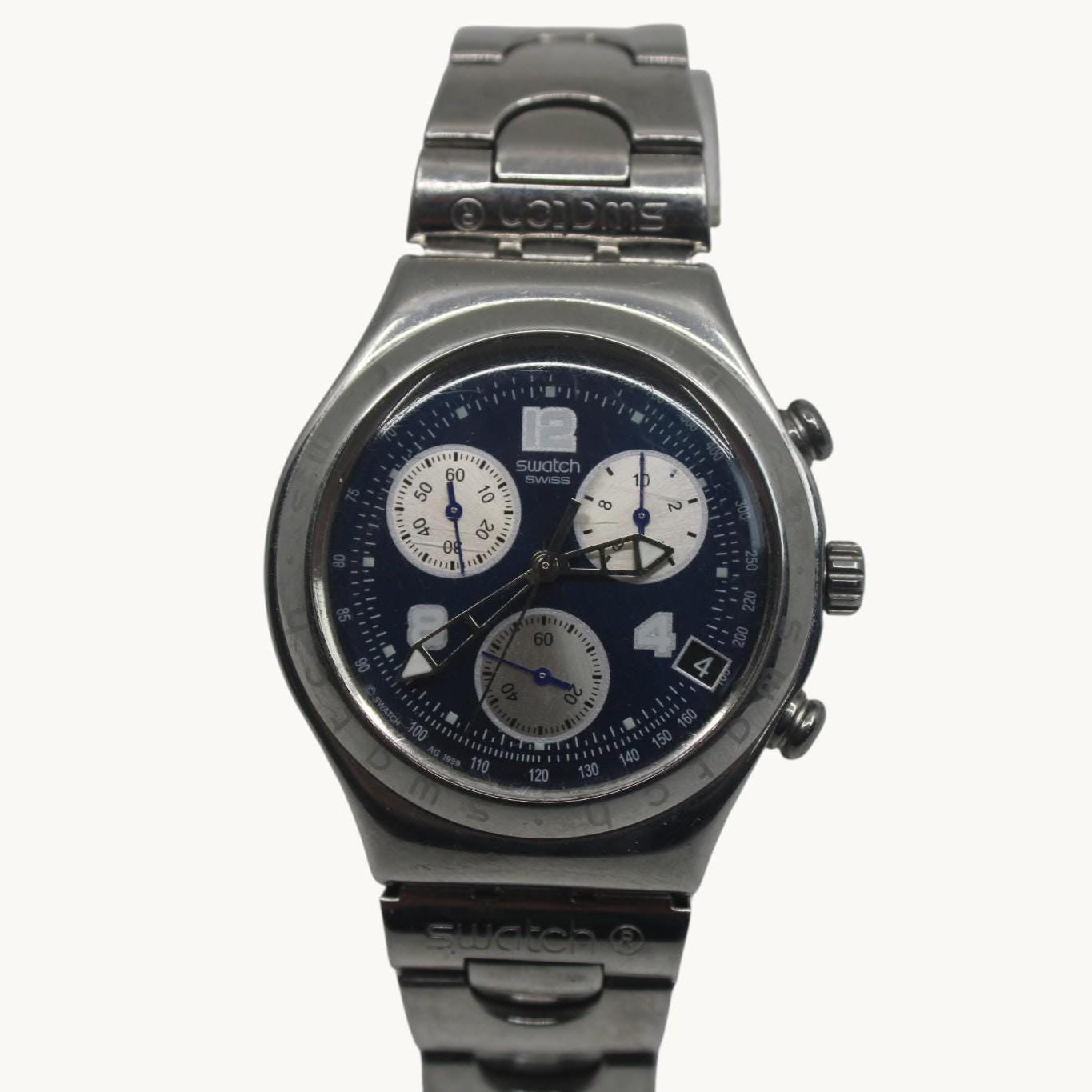 IRONY Chrono Swatch YCS412, 'Mesmeric' Very Nice Used Condition, Working