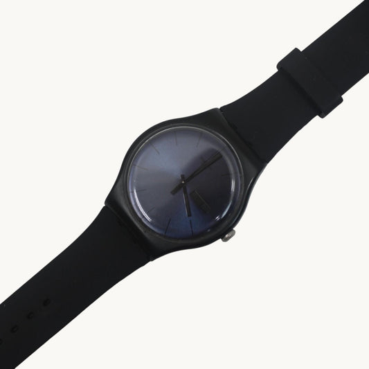Swatch 41mm New Gent Black Rebel SUOB702, Silicone strap, Working, Nice, Used Condition