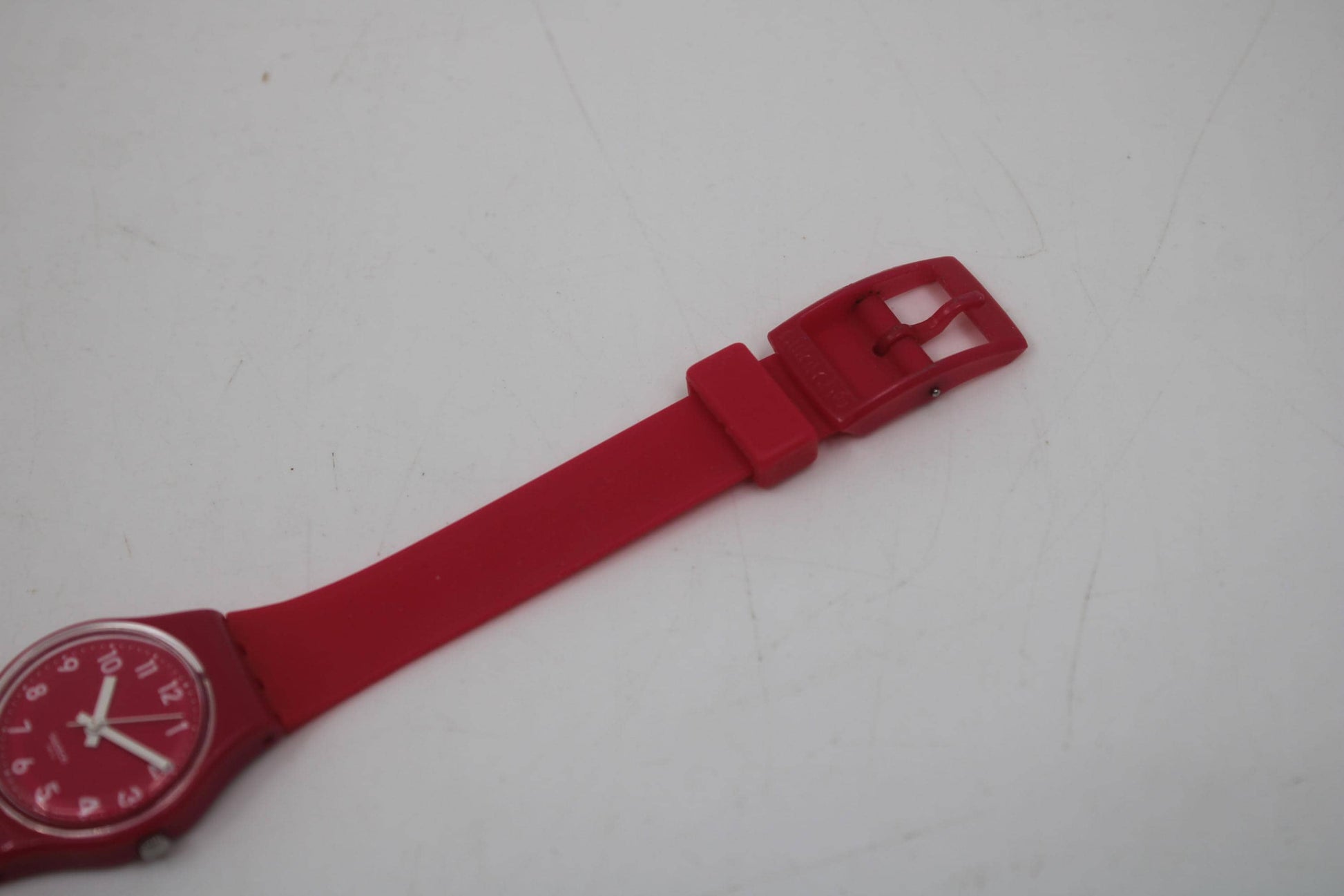 Pink Berry Vintage 25mm ladies Swatch, LR123, working fine, original long, double wrap strap