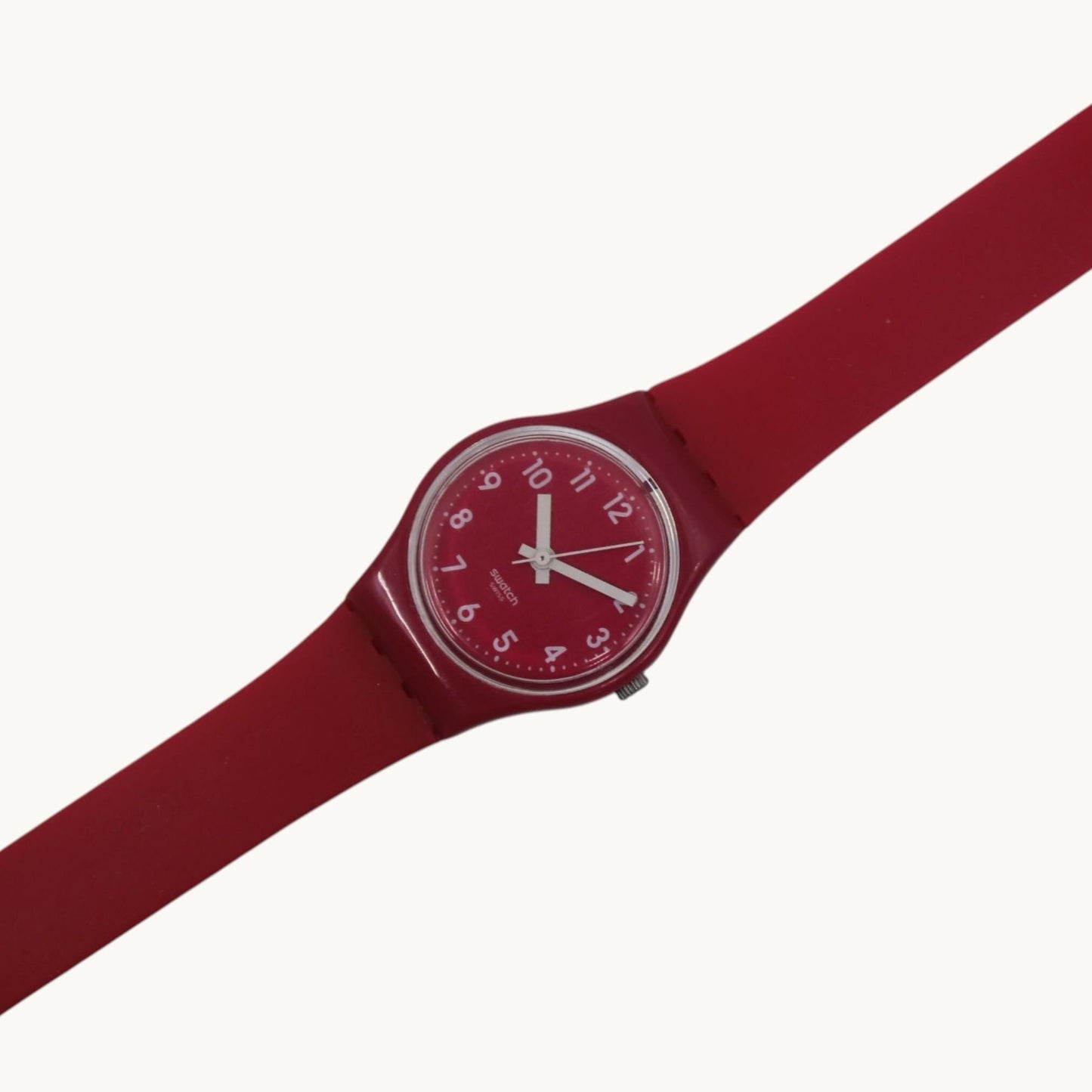 Pink Berry Vintage 25mm ladies Swatch, LR123, working fine, original long, double wrap strap