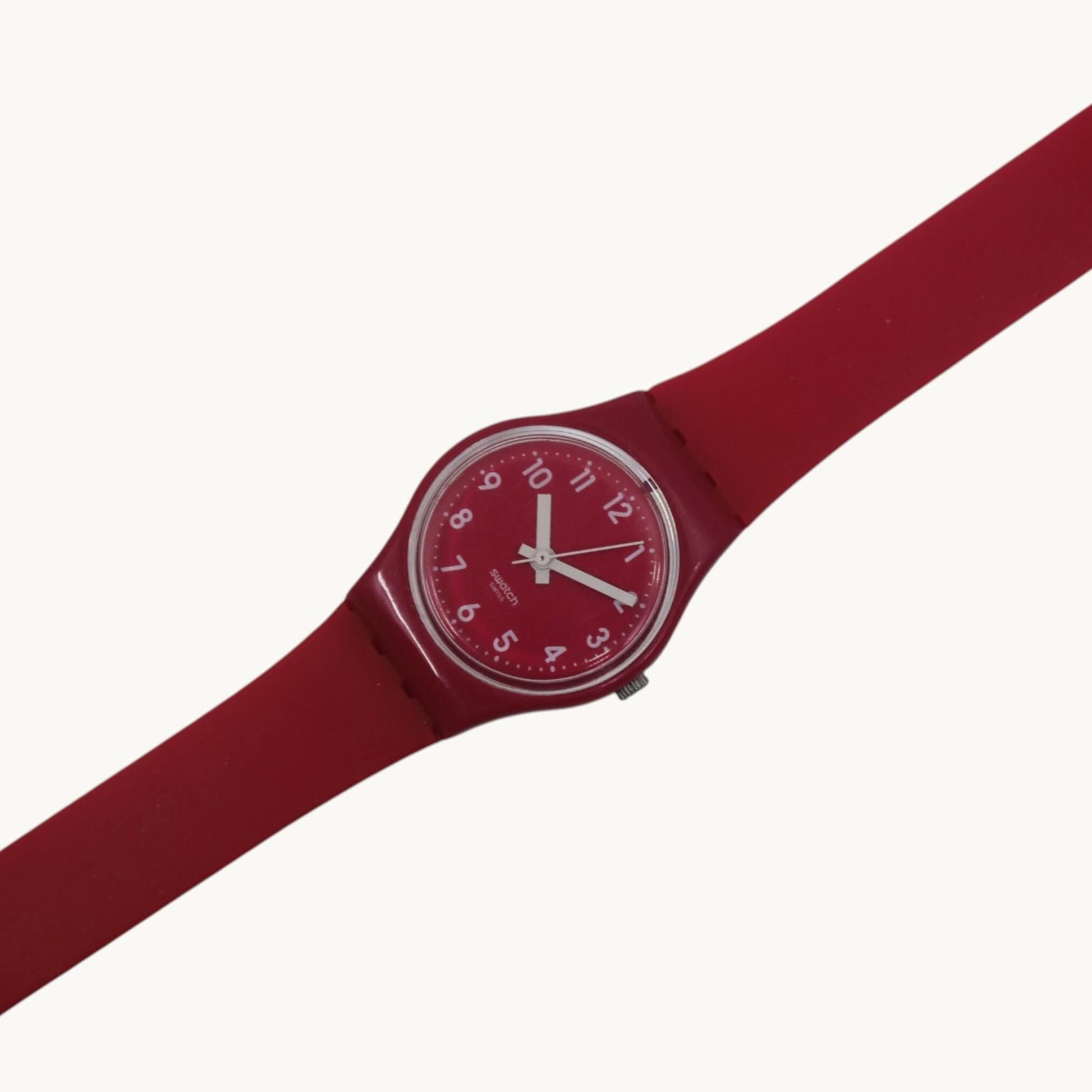 Pink Berry Vintage 25mm ladies Swatch, LR123, working fine, original long, double wrap strap