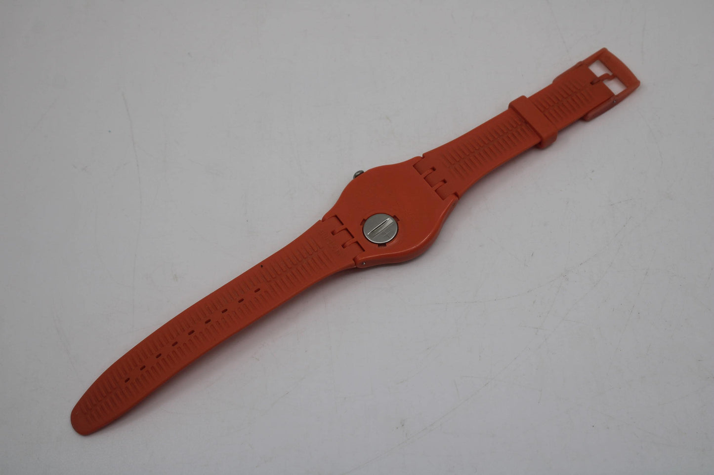 New Gents Swatch 'Orangy Pink Rebel' SUOO701, VERY nice used condition, working