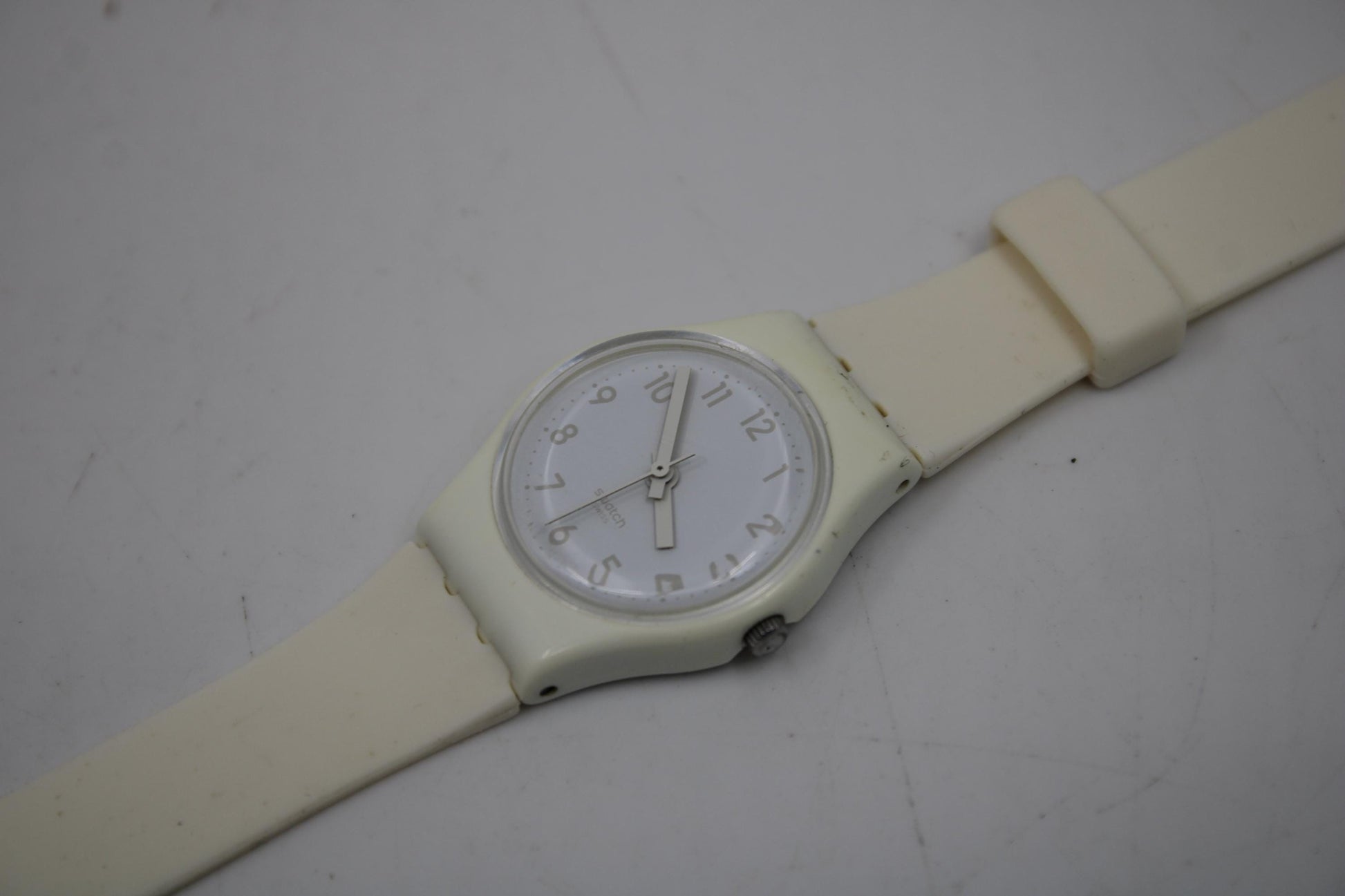 Swatch Ladies 25mm, Cool Breeze, LW134, working, original long, double wrap strap