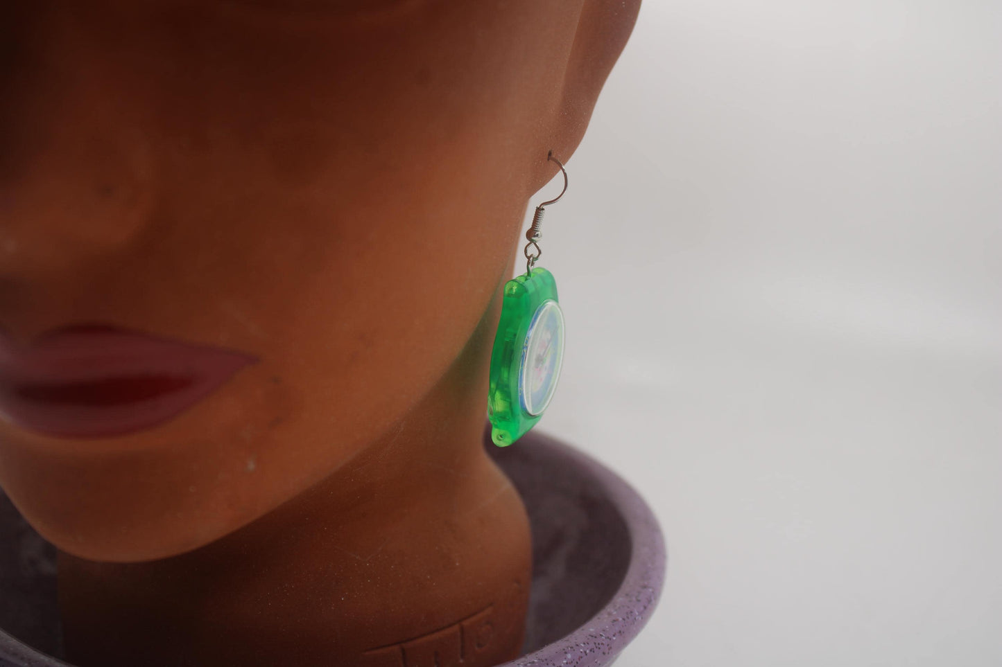 Swatch ear rings made from recycled 25mm ladies Swatch, set of 2