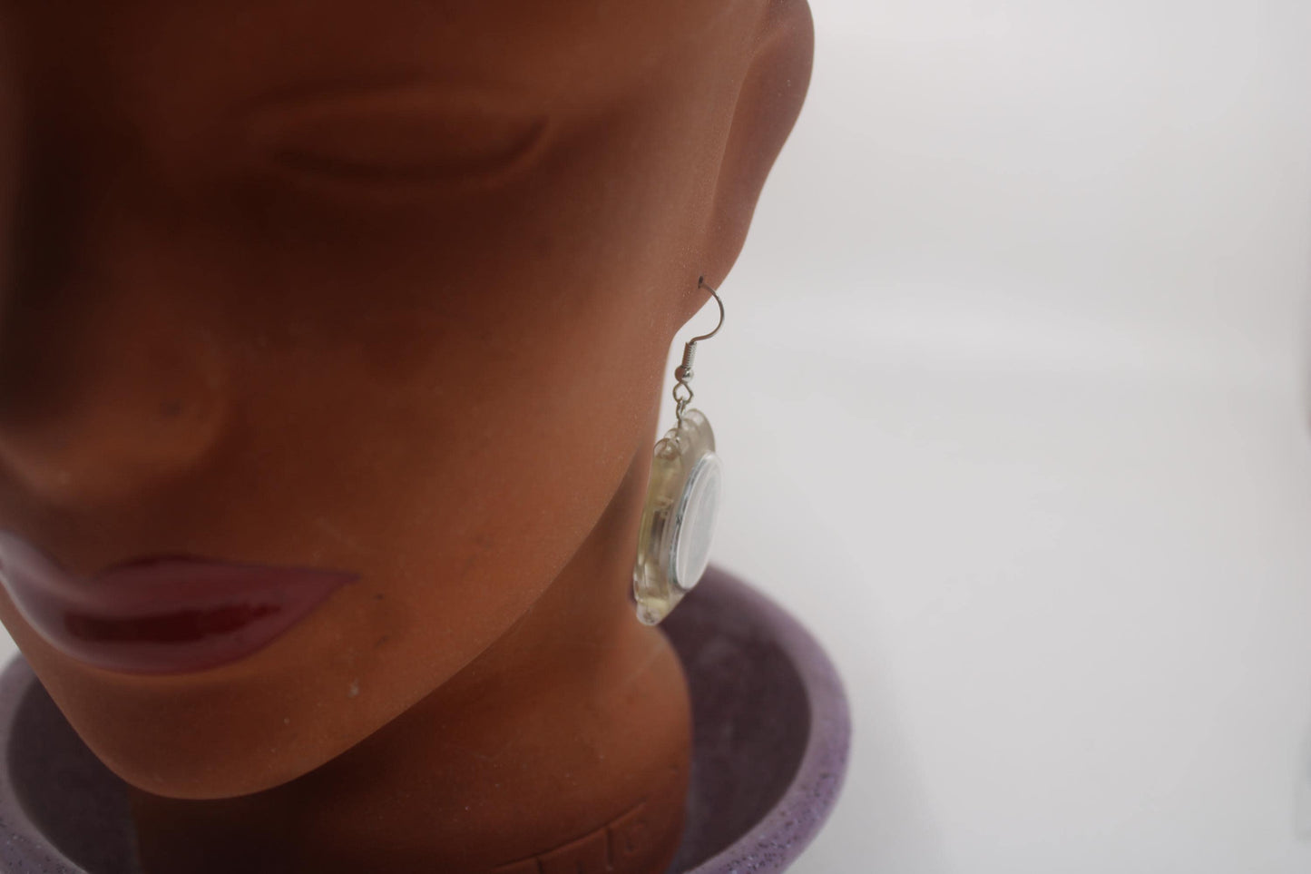 Swatch ear rings made from recycled 25mm ladies Swatch, set of 2