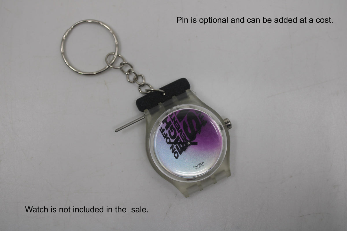 Unique 3D printed keyring adapter for 17mm Swatch watch, BLACK