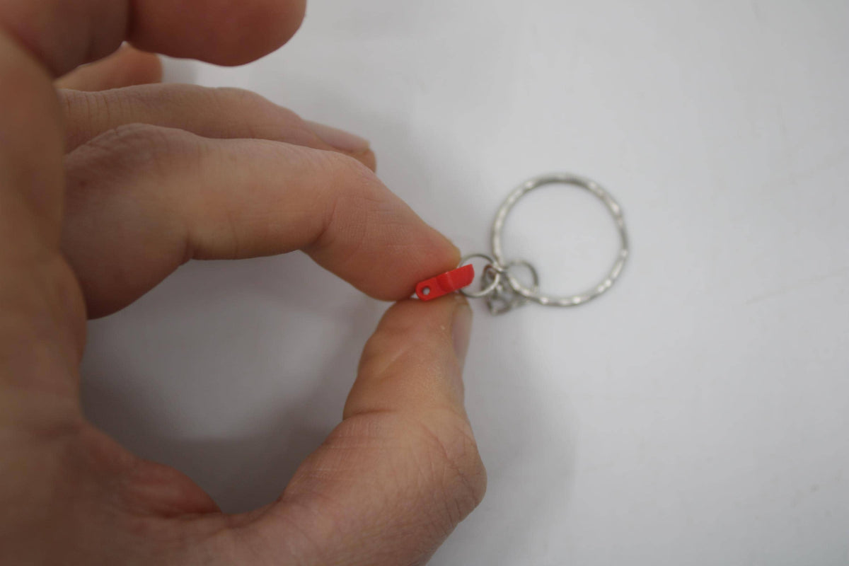Unique 3D printed keyring adapter for 17mm Swatch watch, RED