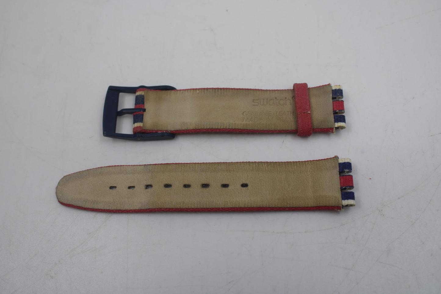 Vintage Swatch 17mm Leather Strap for SAN105, Time & Stripes, Automatic, New Old Stock