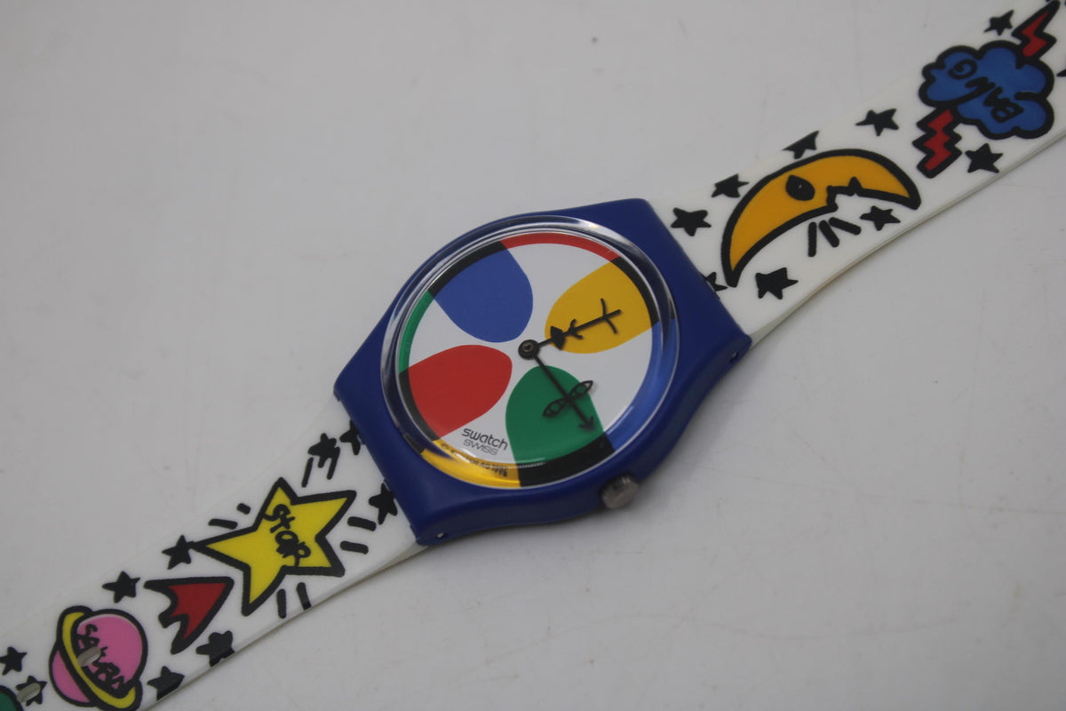 Gents 34mm Swatch, Space People, GN134, New Old Stock, Never Worn, working with original strap
