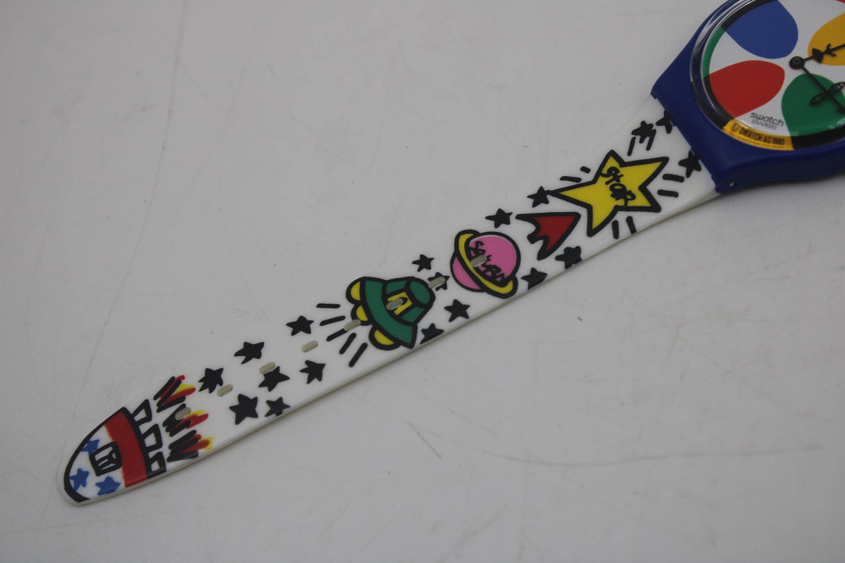 Gents 34mm Swatch, Space People, GN134, New Old Stock, Never Worn, working with original strap