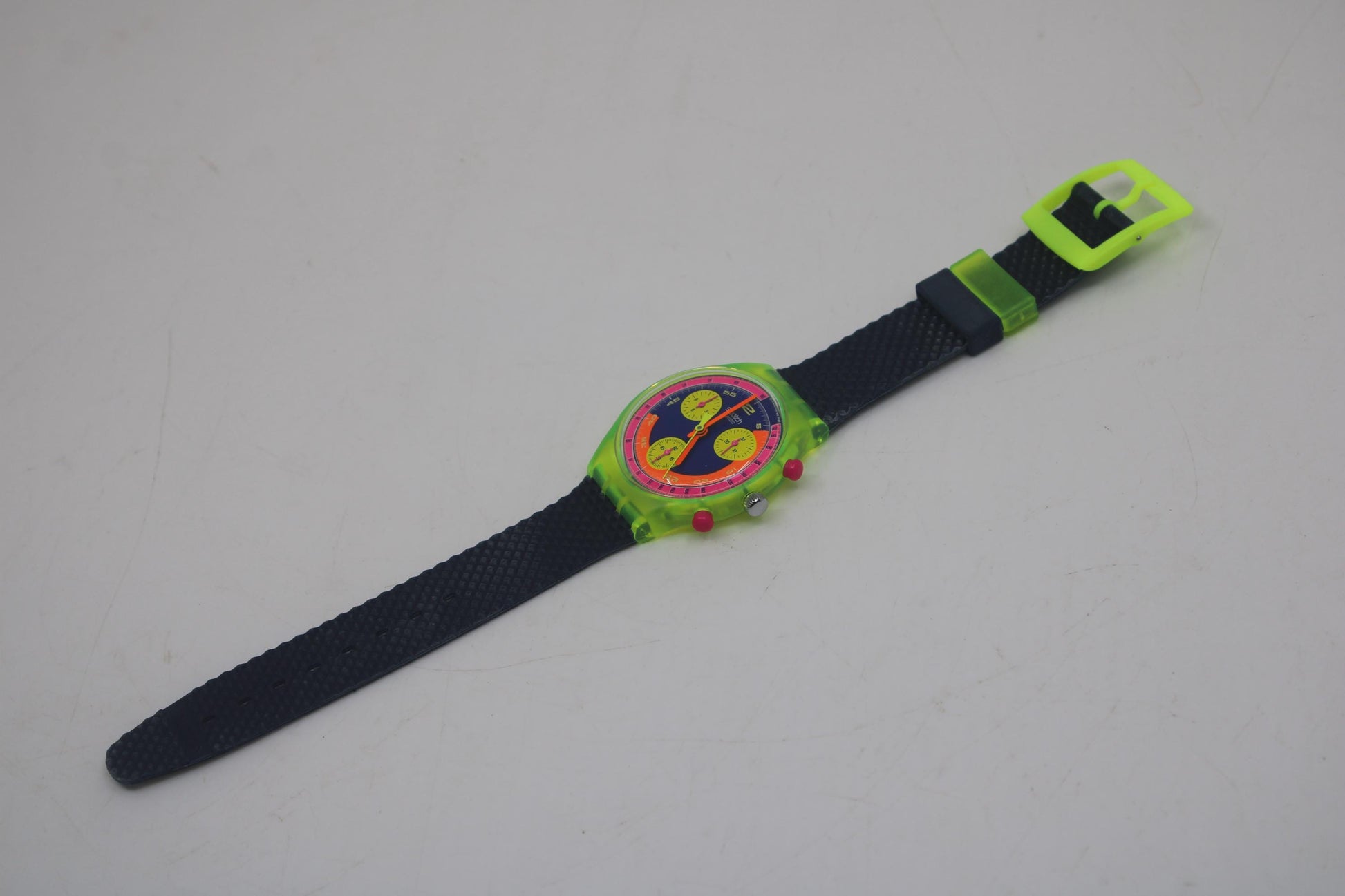 Swatch, Grand Prix, wristwatch, SCJ101, Prade, Fluorescent Chronograph, Original Strap