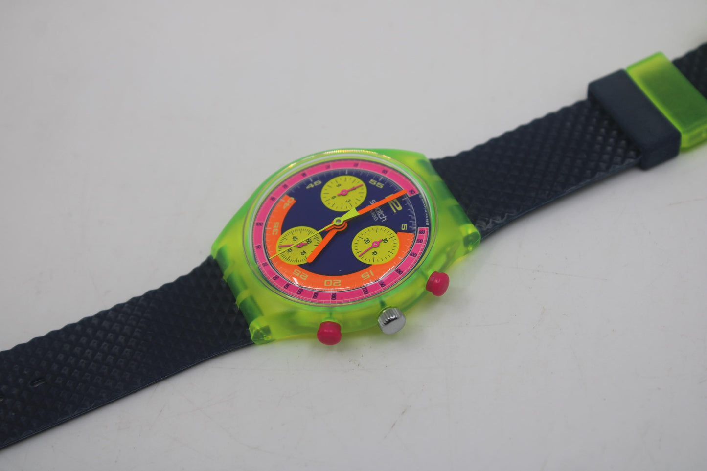 Swatch, Grand Prix, wristwatch, SCJ101, Prade, Fluorescent Chronograph, Original Strap