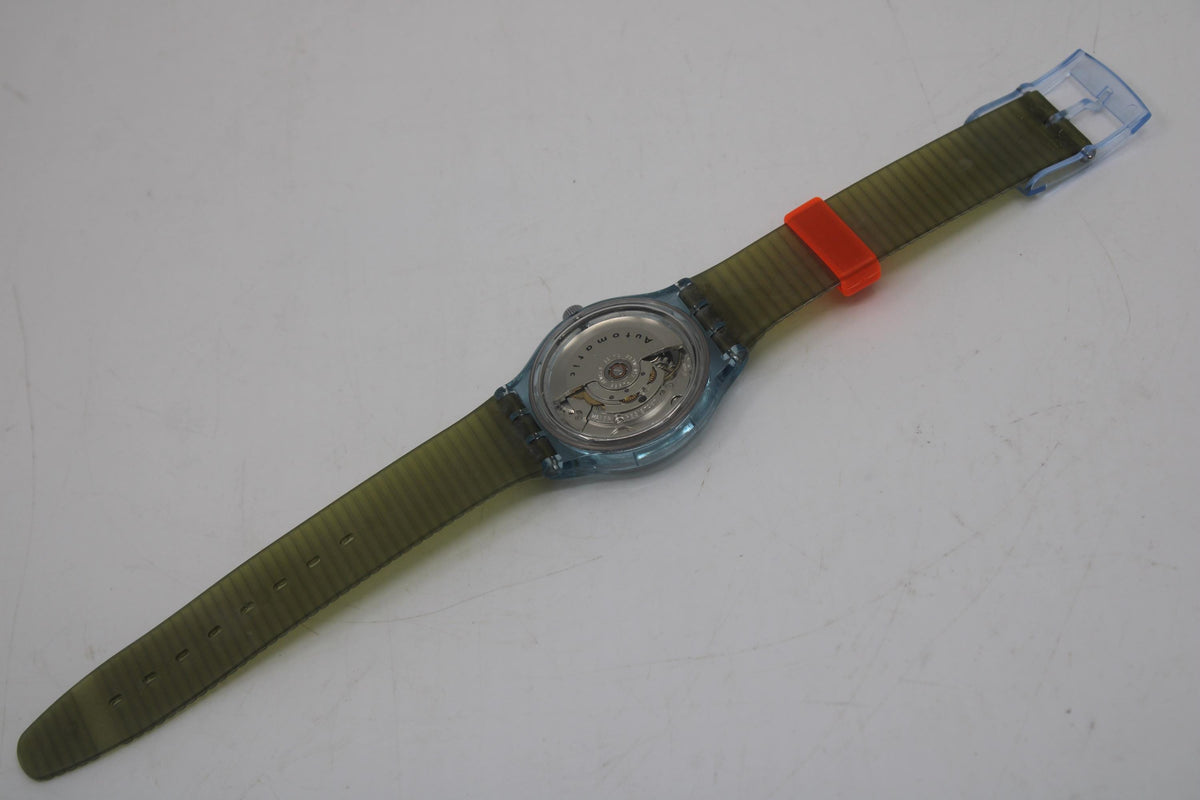Swatch vintage Automatic watch, Blue Matic, SAN100, new old stock, never worn