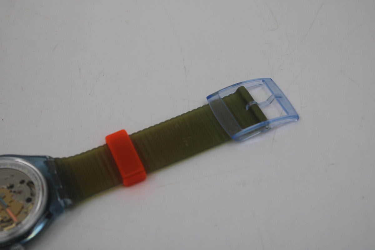 Swatch vintage Automatic watch, Blue Matic, SAN100, new old stock, never worn