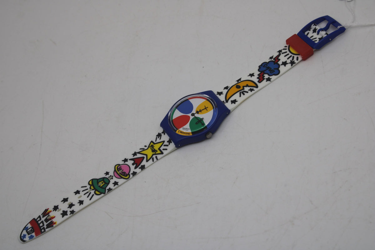 Gents 34mm Swatch, Space People, GN134, New Old Stock, Never Worn, working with original strap