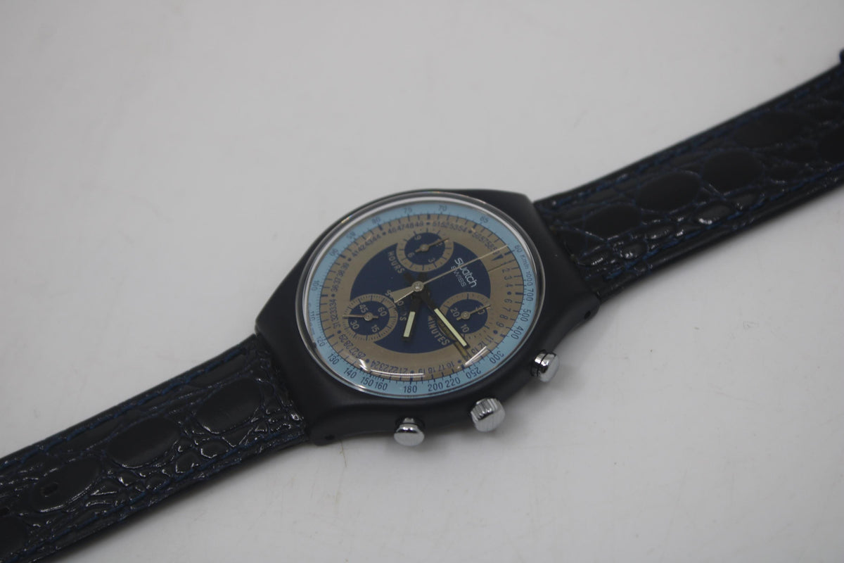 Vintage Chrono Swatch, Silver Star, SCN102, Unworn, Working, Original Strap
