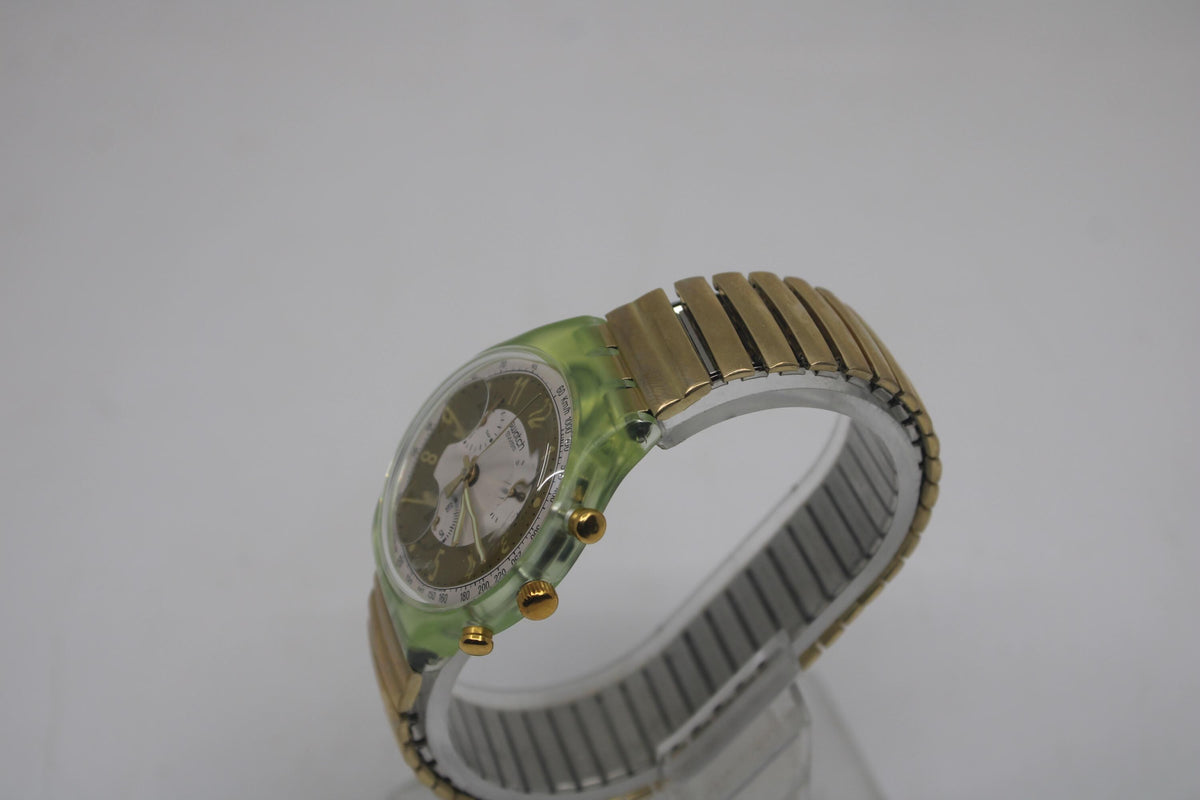 Vintage Chrono Swatch, Golden Globe, SCG100, Unworn, Working, Original Strap