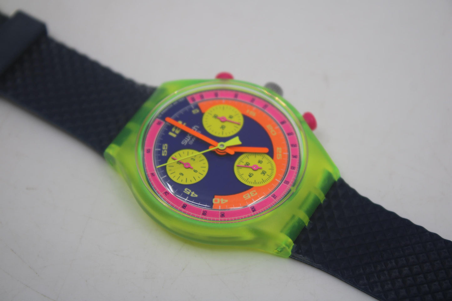 Swatch, Grand Prix, wristwatch, SCJ101, Prade, Fluorescent Chronograph, Original Strap
