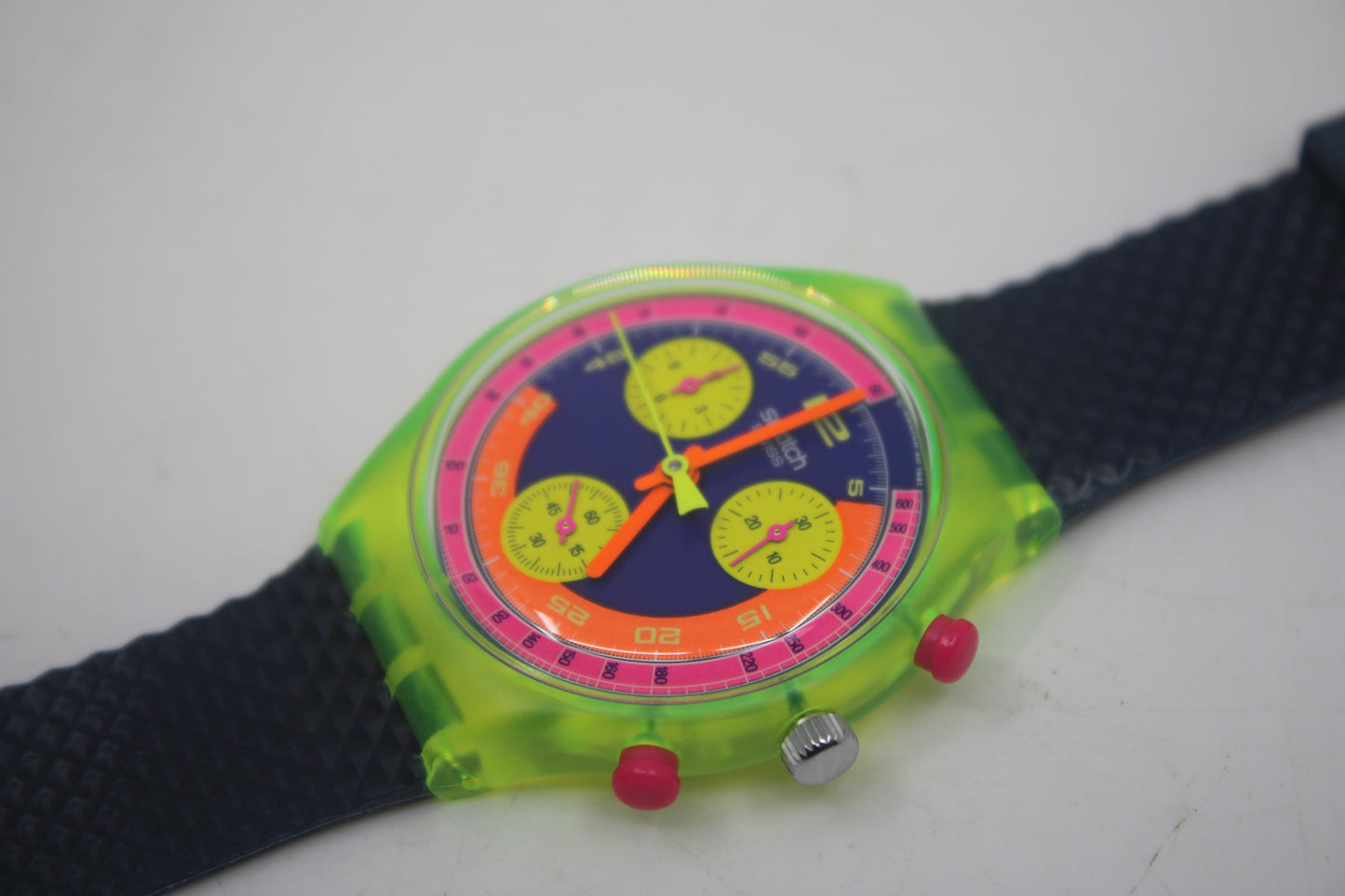 Swatch, Grand Prix, wristwatch, SCJ101, Prade, Fluorescent Chronograph, Original Strap
