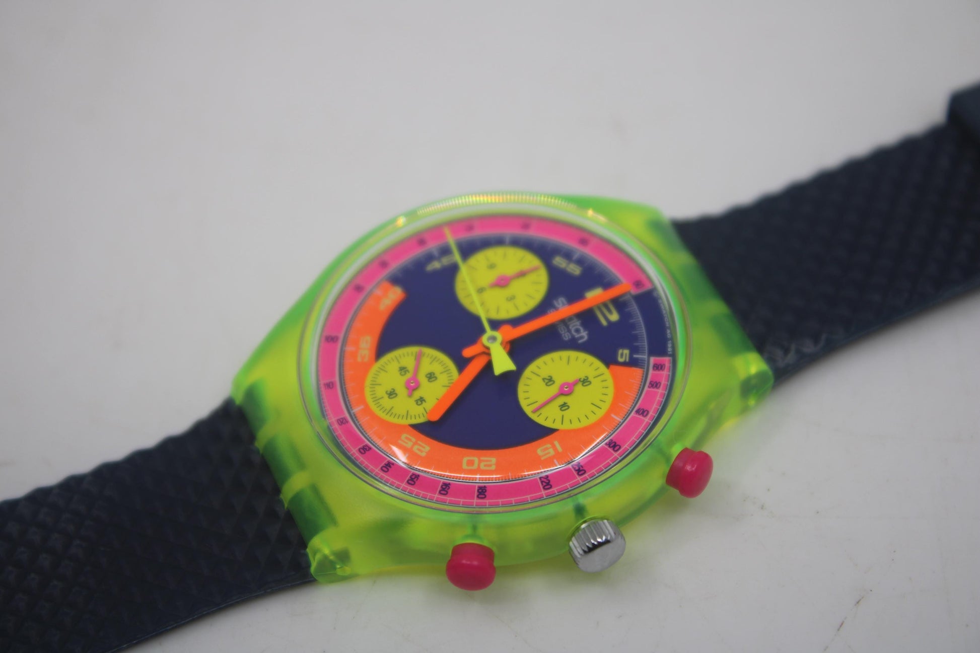 Swatch, Grand Prix, wristwatch, SCJ101, Prade, Fluorescent Chronograph, Original Strap