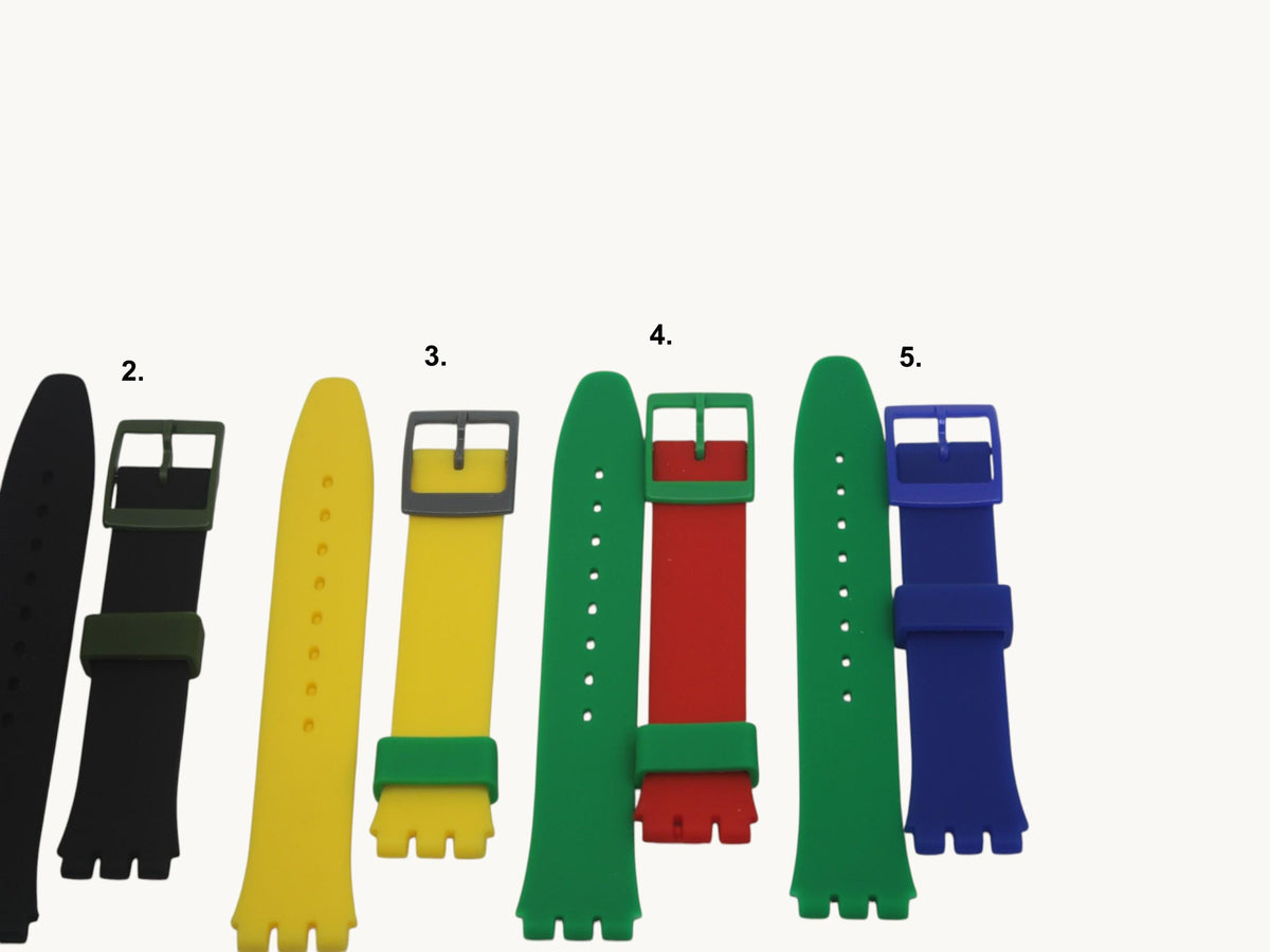 17mm Silicone strap for Swatch, Mixed and Matched, odd colors