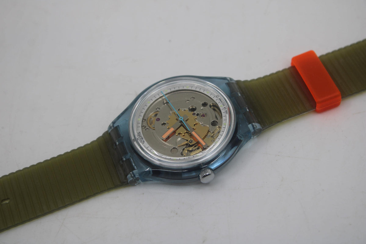 Swatch vintage Automatic watch, Blue Matic, SAN100, new old stock, never worn