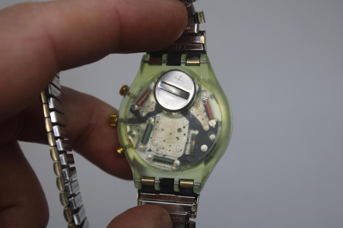 Vintage Chrono Swatch, Golden Globe, SCG100, Unworn, Working, Original Strap