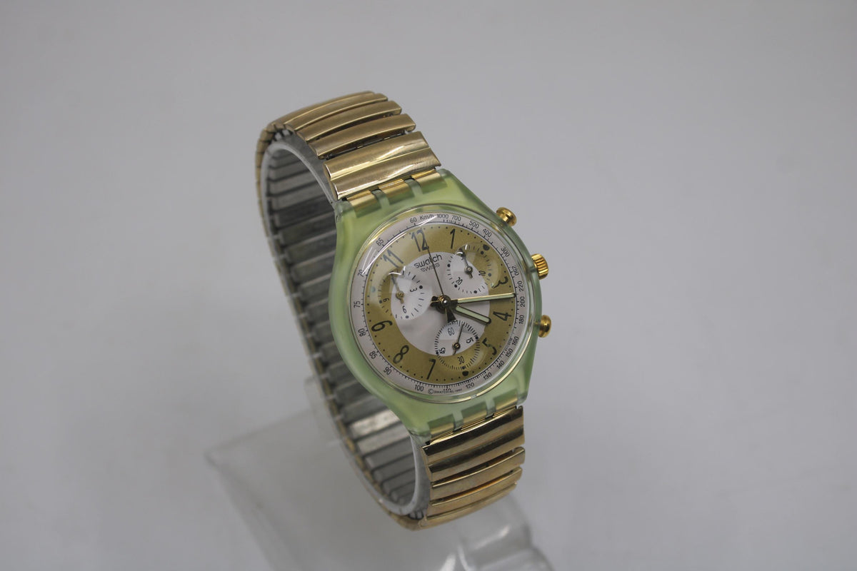 Vintage Chrono Swatch, Golden Globe, SCG100, Unworn, Working, Original Strap