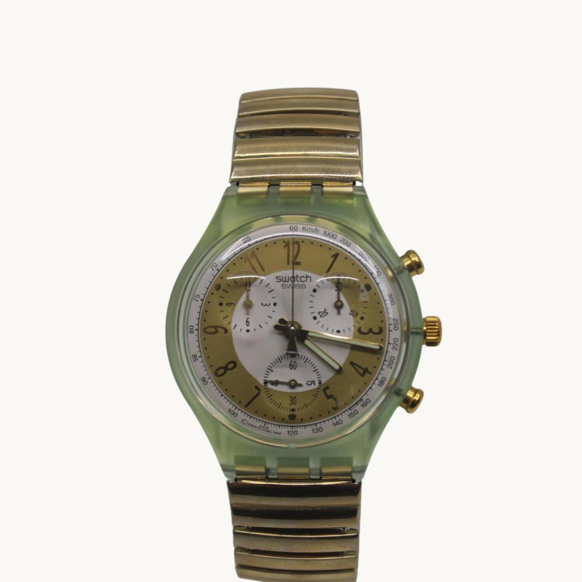 Vintage Chrono Swatch, Golden Globe, SCG100, Unworn, Working, Original Strap
