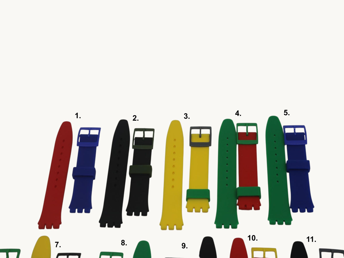 17mm Silicone strap for Swatch, Mixed and Matched, odd colors