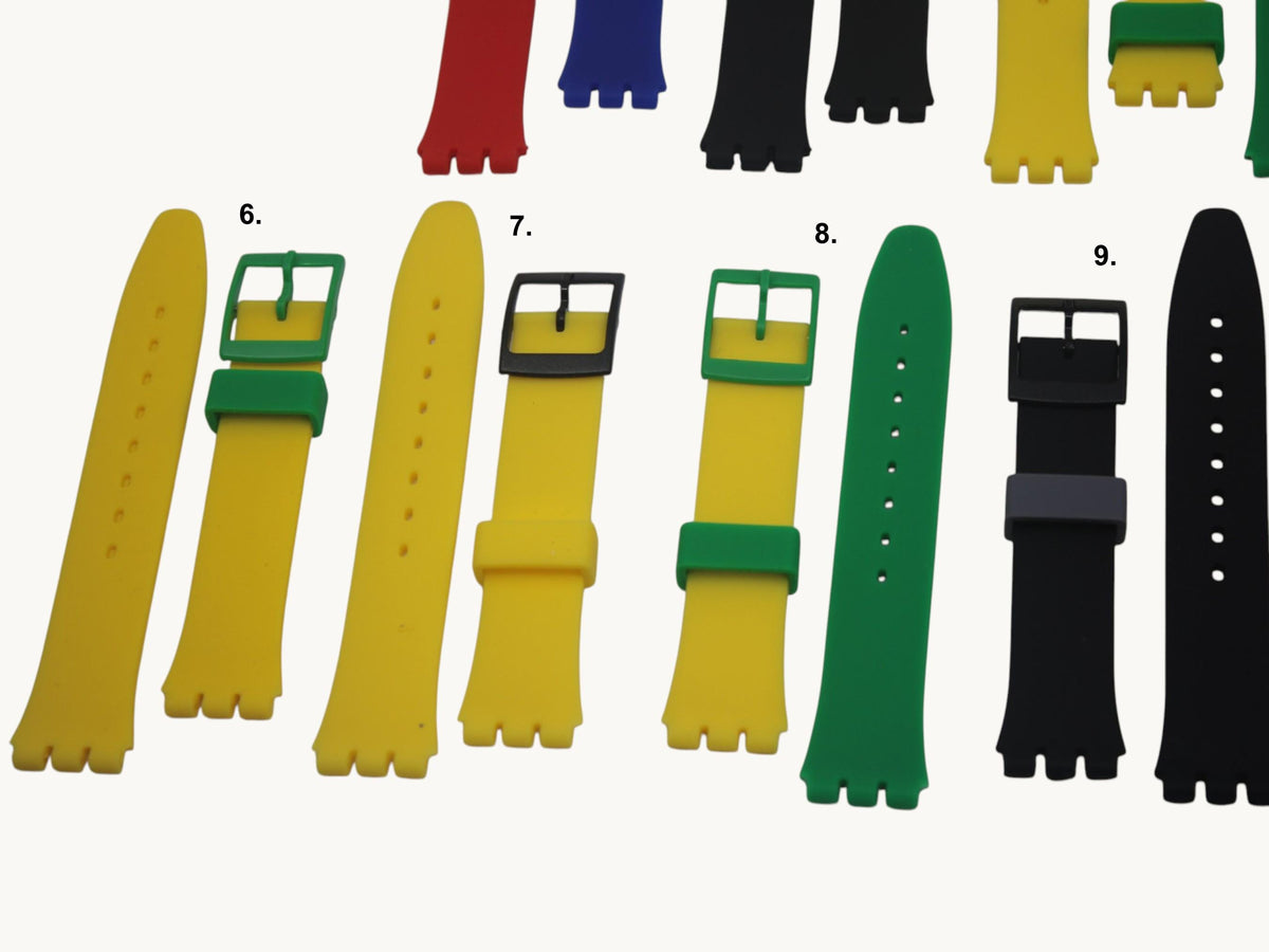 17mm Silicone strap for Swatch, Mixed and Matched, odd colors