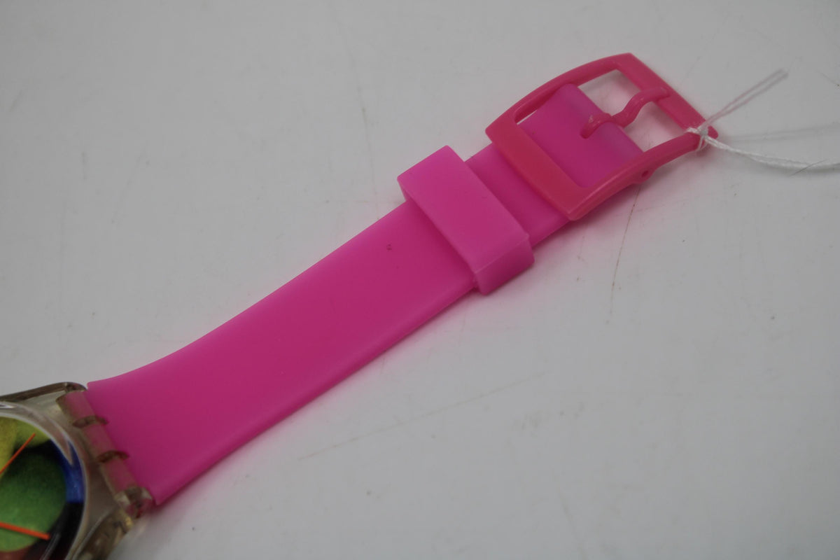 Vintage Gents 34mm Swatch, Bubblegum, GK283, very nice, used condition, working