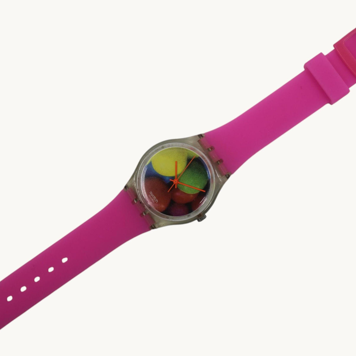 Vintage Gents 34mm Swatch, Bubblegum, GK283, very nice, used condition, working