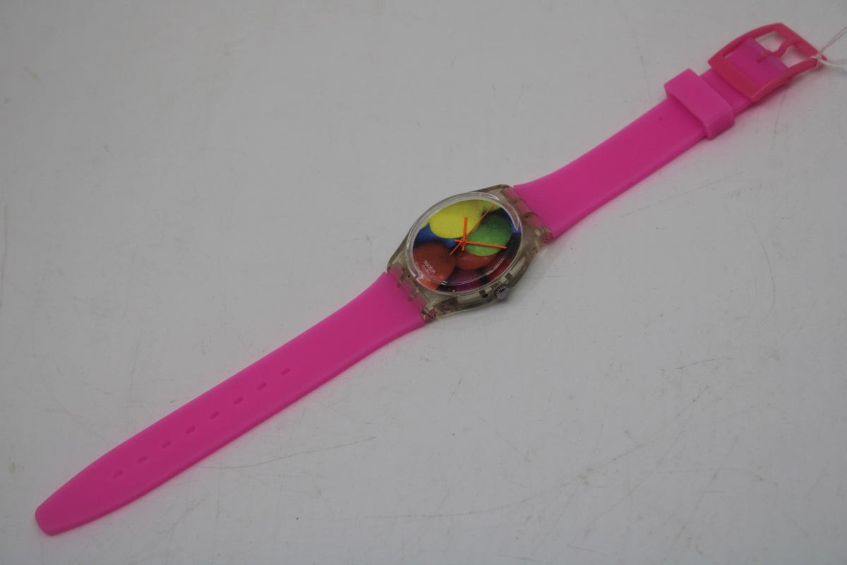 Vintage Gents 34mm Swatch, Bubblegum, GK283, very nice, used condition, working