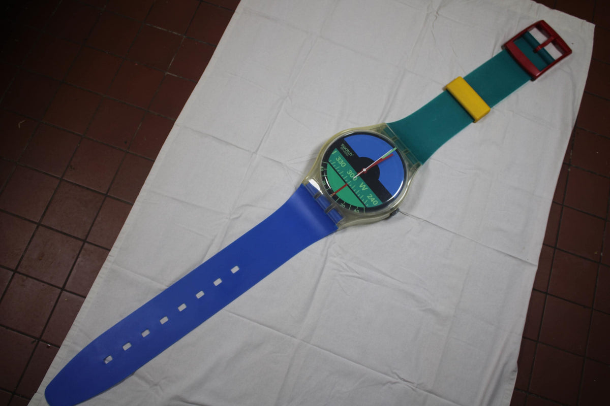 Nice Condition 1987 Maxi Swatch, Nautilus, MGK102 unique, Vintage with flaws