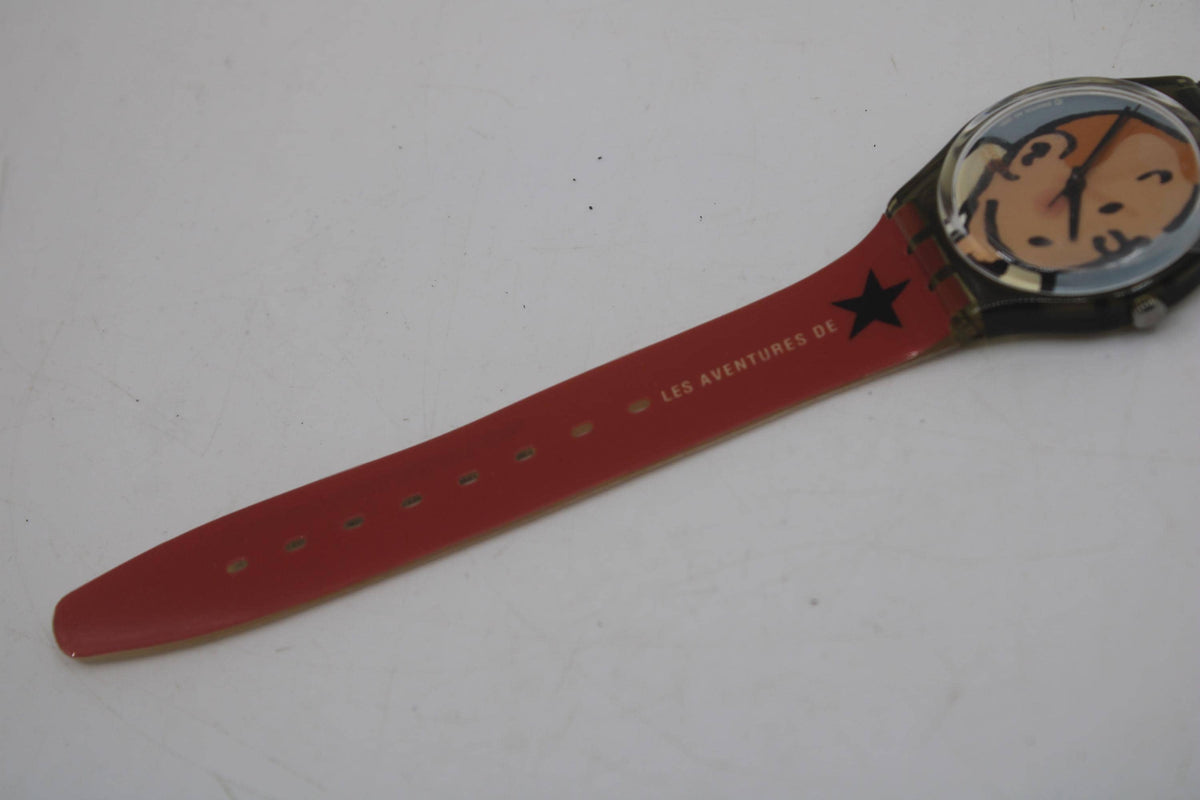 2004 Swatch 34mm Gents, Les AVENTURES DE TINTIN, GM165, Vintage Swiss Watch New in Box, Working