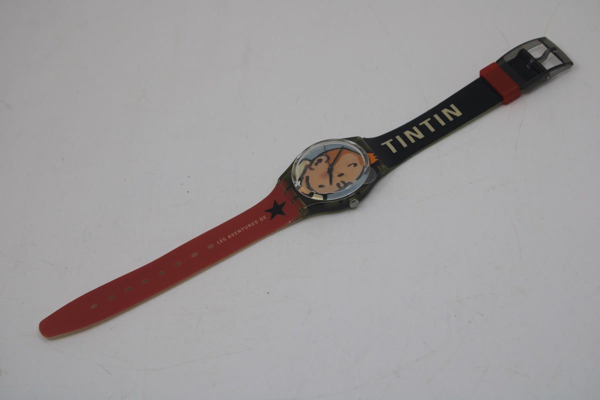 2004 Swatch 34mm Gents, Les AVENTURES DE TINTIN, GM165, Vintage Swiss Watch New in Box, Working