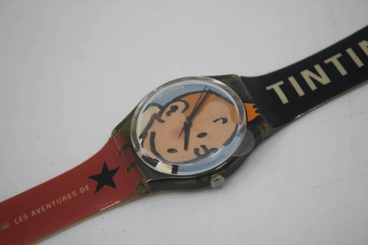 2004 Swatch 34mm Gents, Les AVENTURES DE TINTIN, GM165, Vintage Swiss Watch New in Box, Working