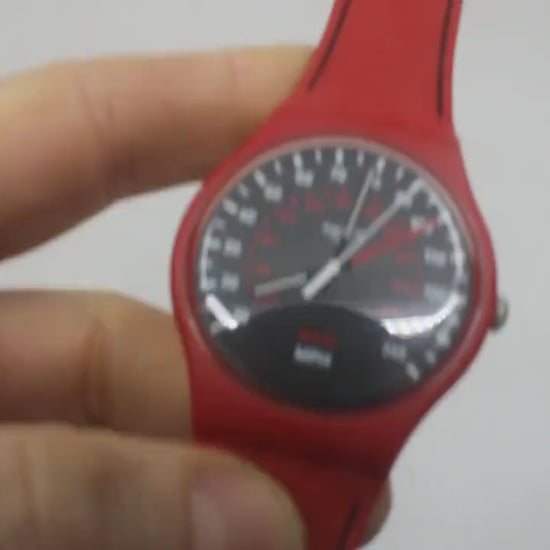 Vintage New 41mm Gents Swatch 'Red Brake'  SUOR104, Unworn, New Old Stock, working