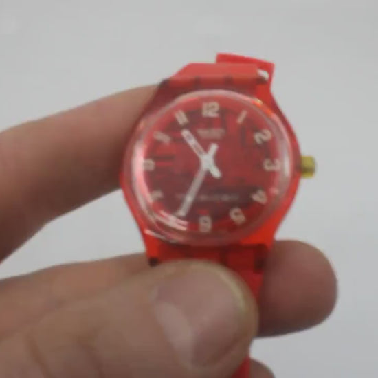 Vintage Gents Musicall Swatch 'Red Rhythm'  SLR102, Nice, Used Condition, working, with a new strap