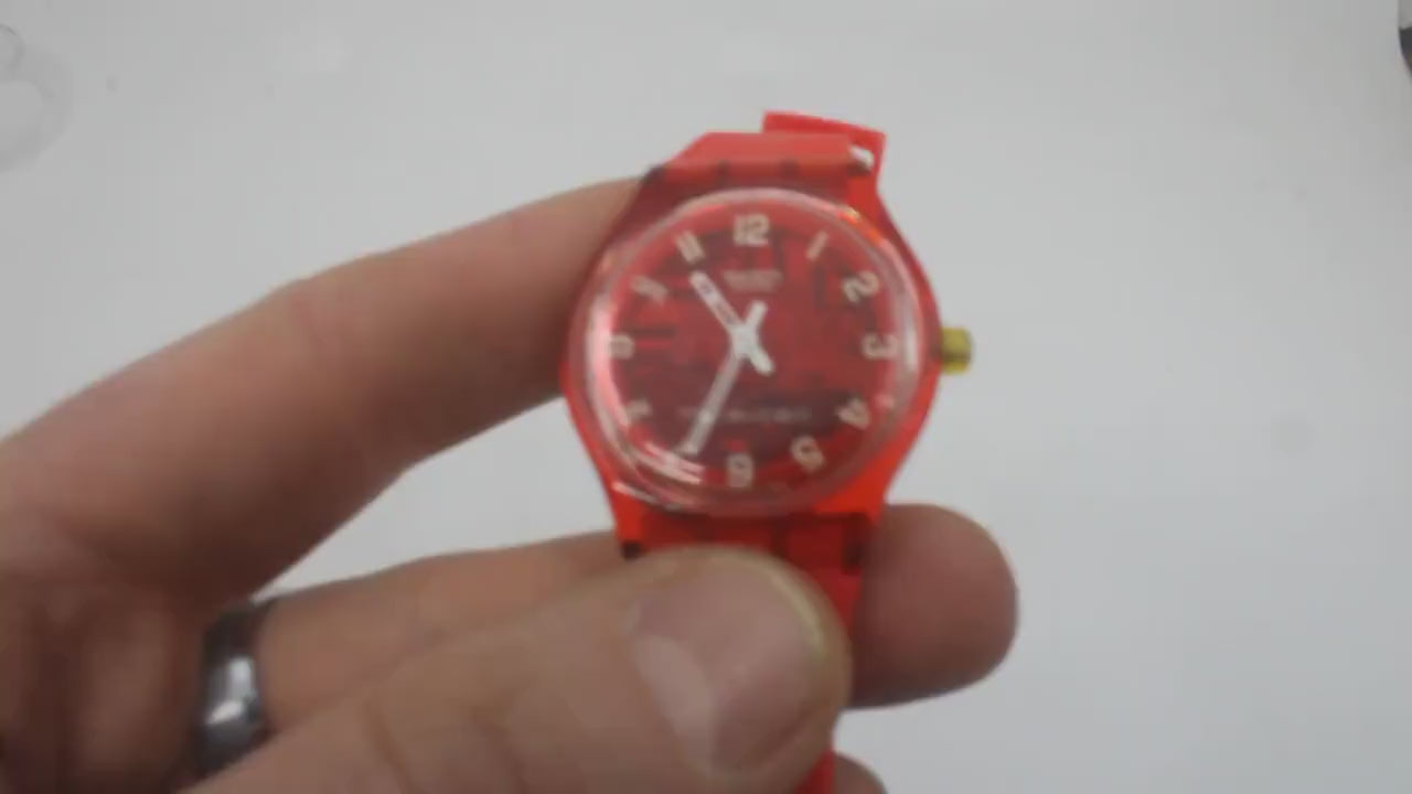 Vintage Gents Musicall Swatch 'Red Rhythm'  SLR102, Nice, Used Condition, working, with a new strap