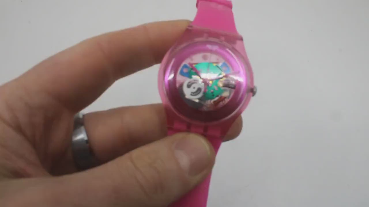 New Gents Swatch 'Pink Lacquered'  SUOP100, VERY nice used condition, working